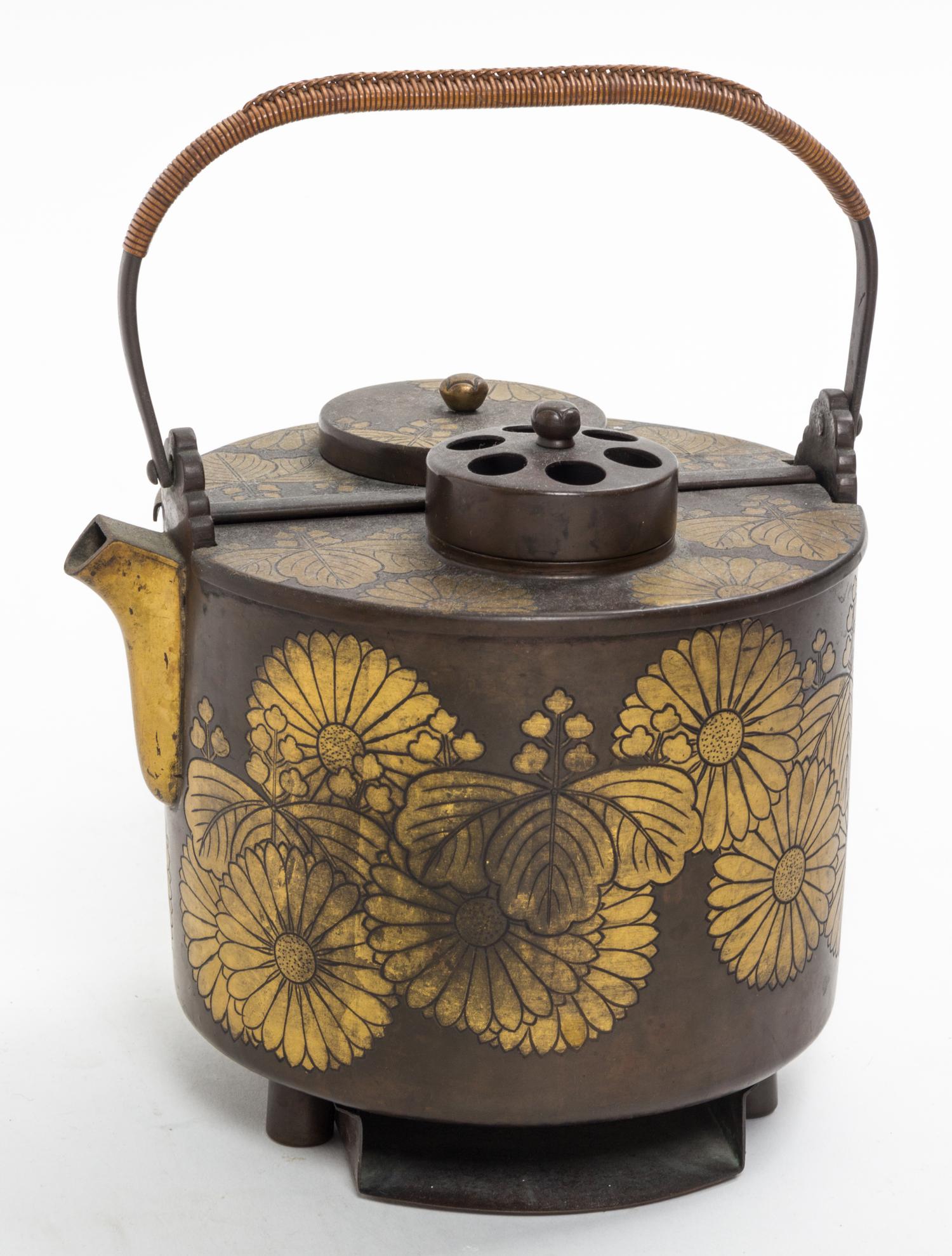 A Japanese Copper Teapot Height 6 inches.