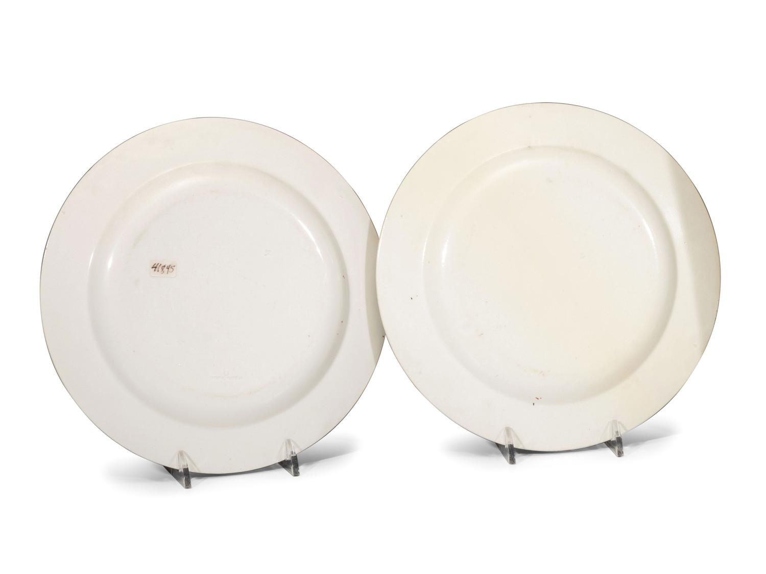 A Pair Creamware 'William of Orange' Plates