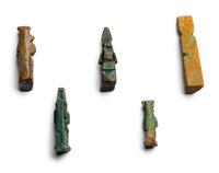 Five Egyptian Faience Isis with Horus Amulets