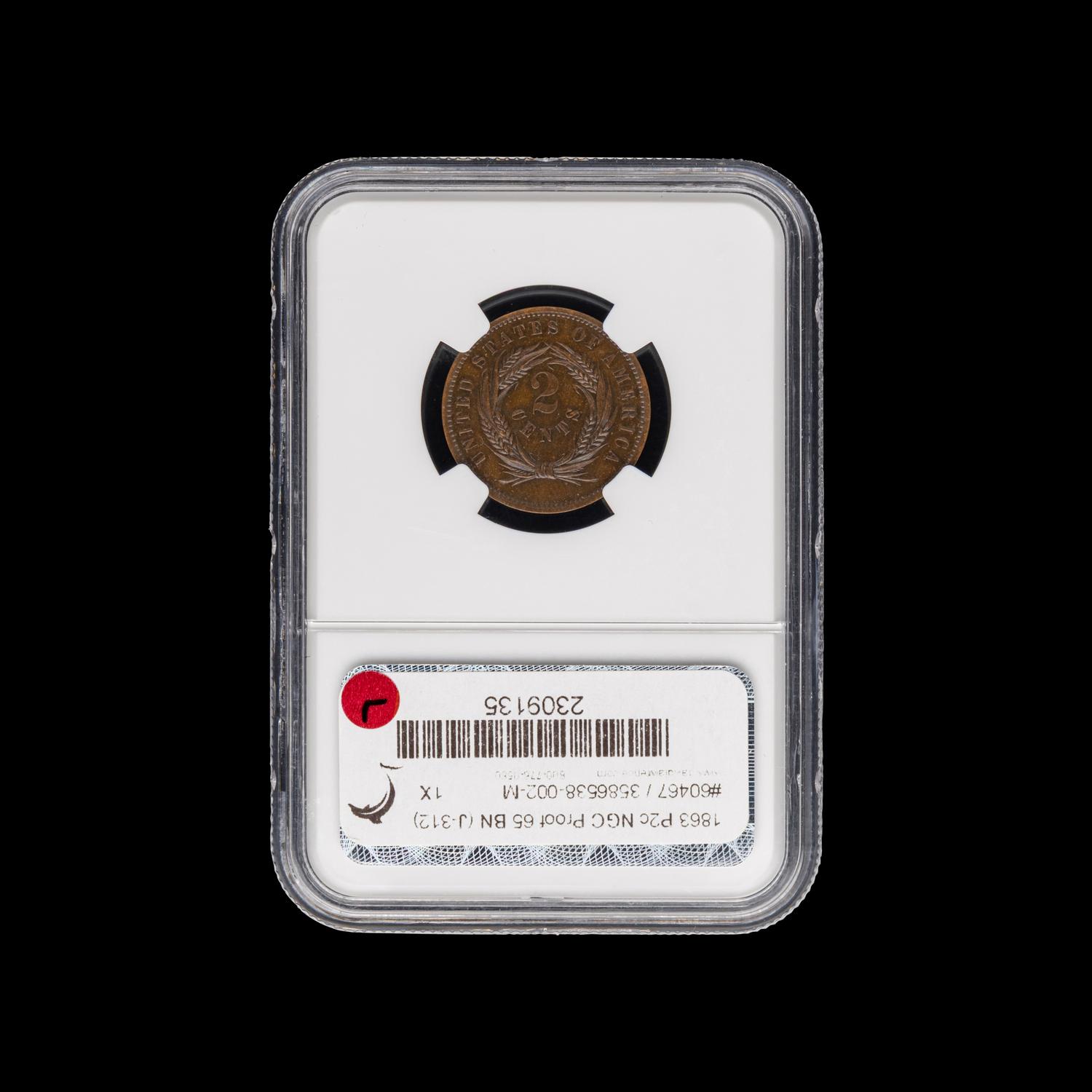 [PATTERN COINS] An 1863 2c Proof [J-312; NGC PF 65BN]