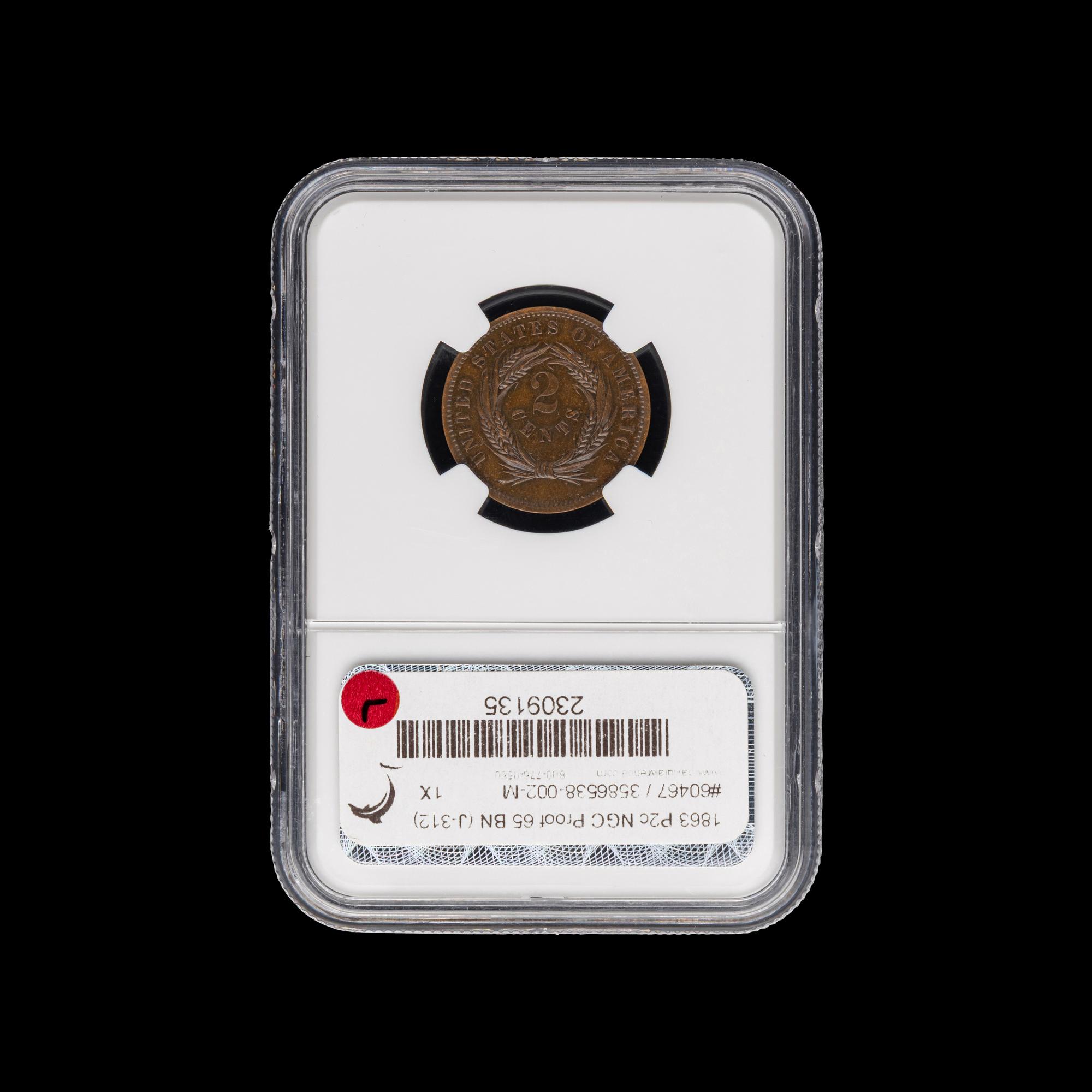 [PATTERN COINS] An 1863 2c Proof [J-312; NGC PF 65BN]