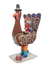 A Carved and Painted Wood Folk Art Christmas Turkey