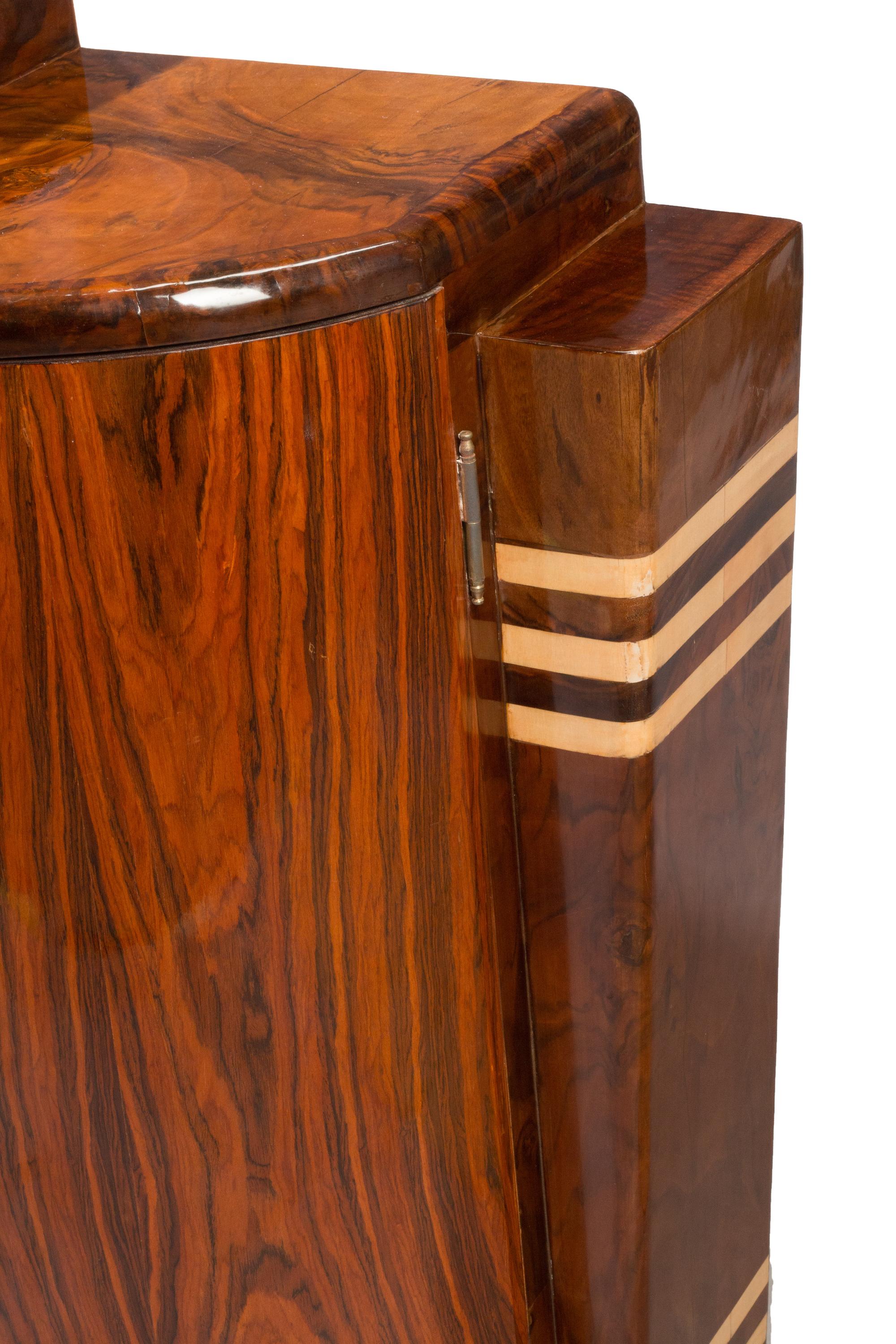 An Art Deco Style Various Woods Inlaid Side Cabinet