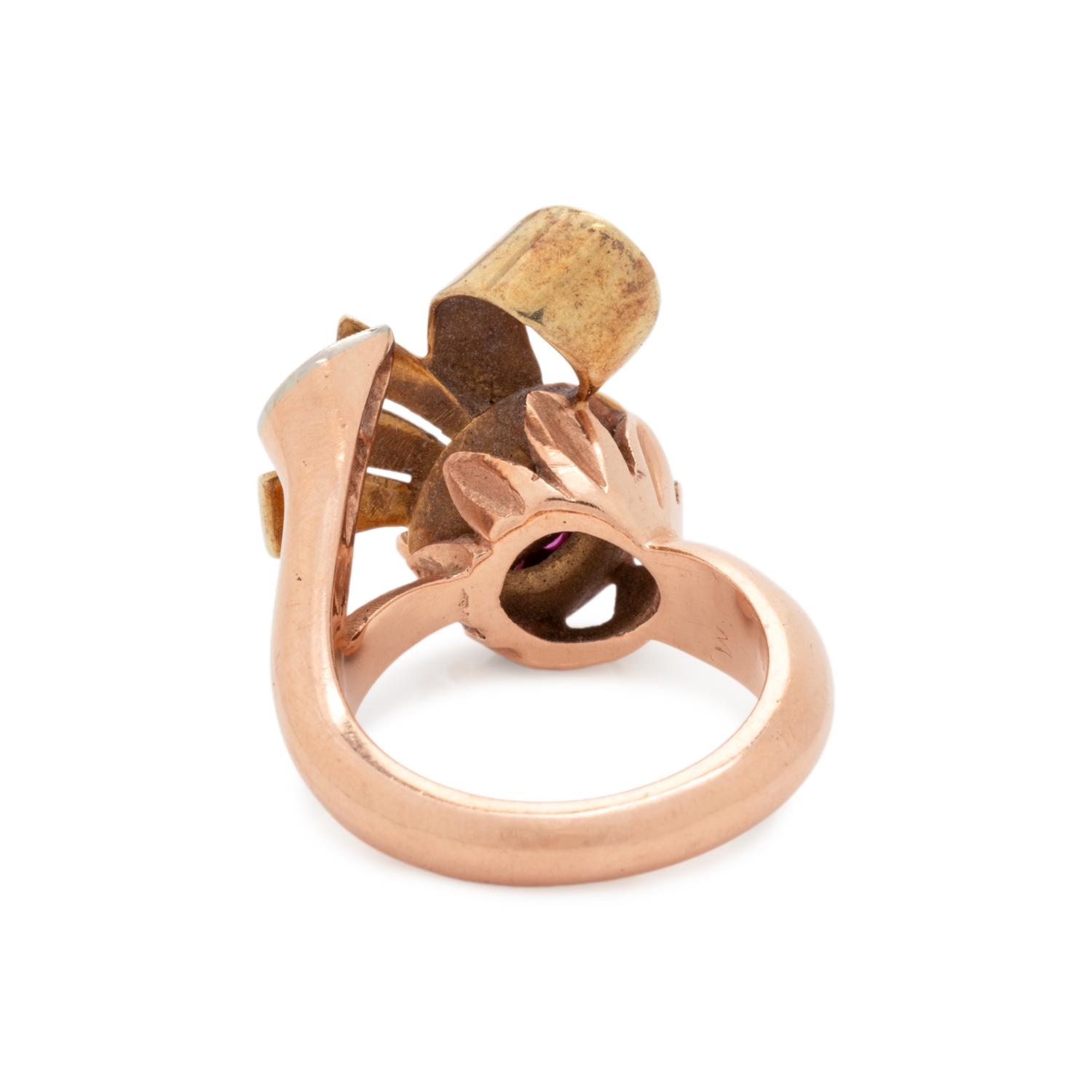 RETRO, RUBY AND DIAMOND RING