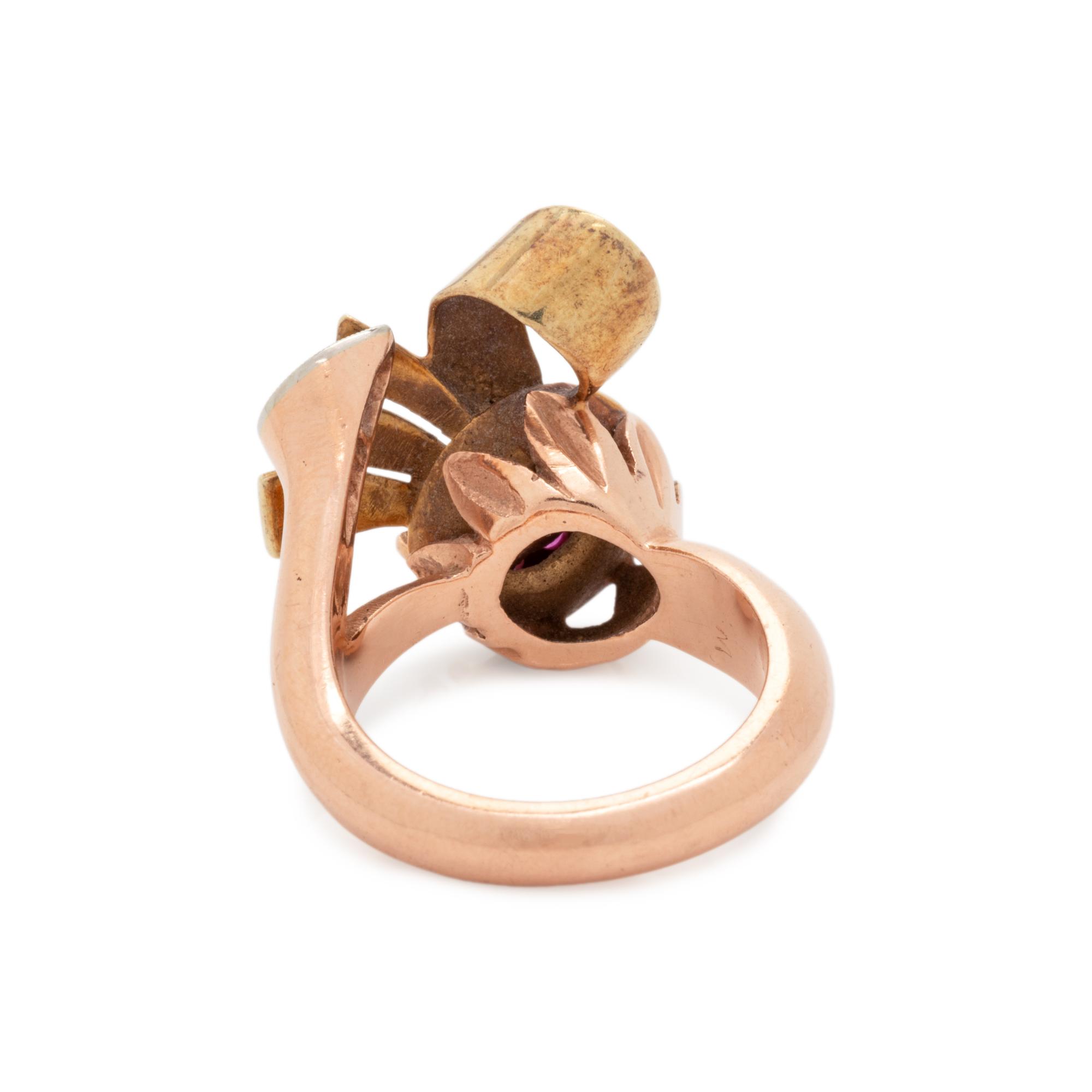 RETRO, RUBY AND DIAMOND RING