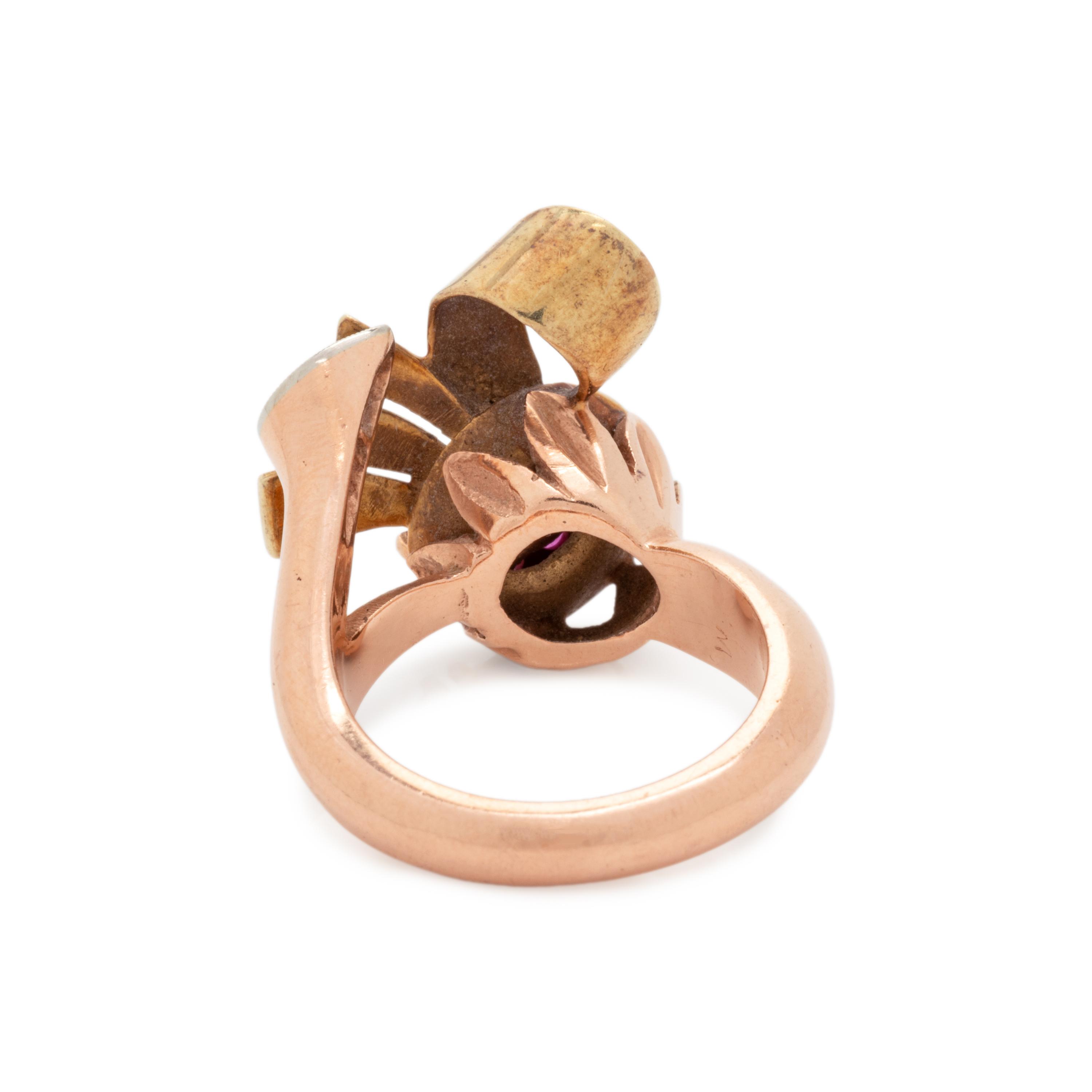 RETRO, RUBY AND DIAMOND RING