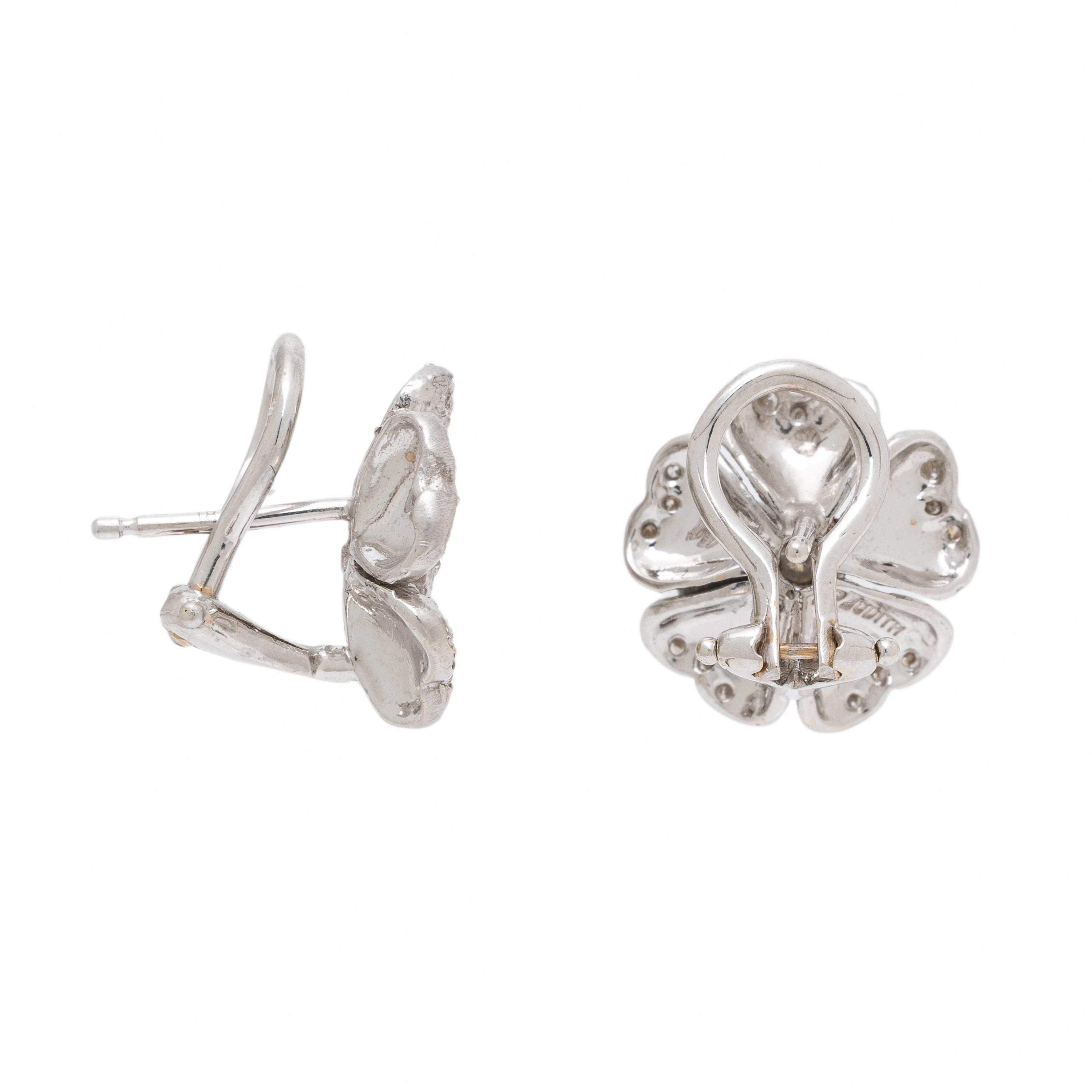 Judith Ripka, Diamond and White Gold Flower Earrings