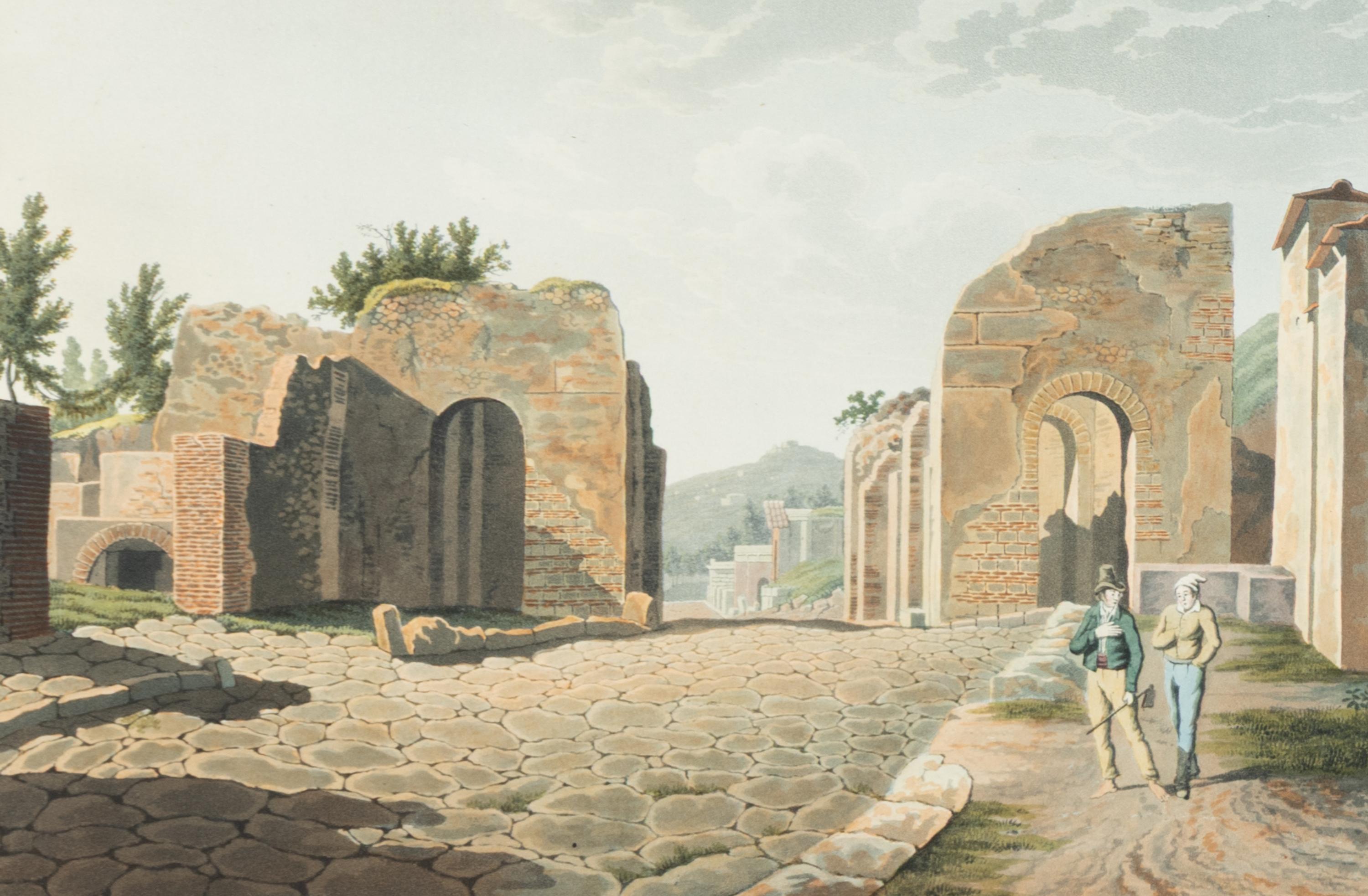 Two Hand Colored Engravings of Pompeii (19th Century)