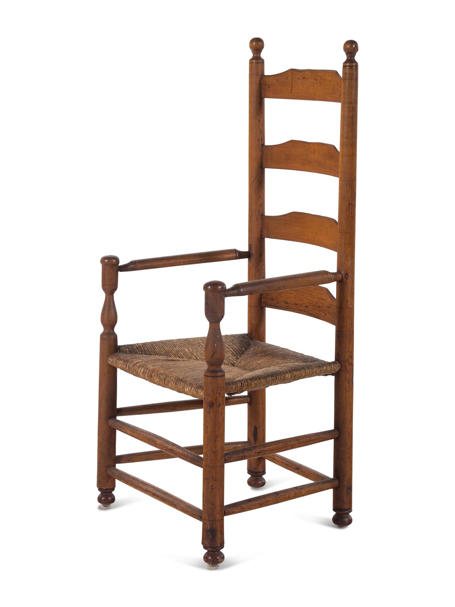 A Ladderback Rush-Seat Armchair
