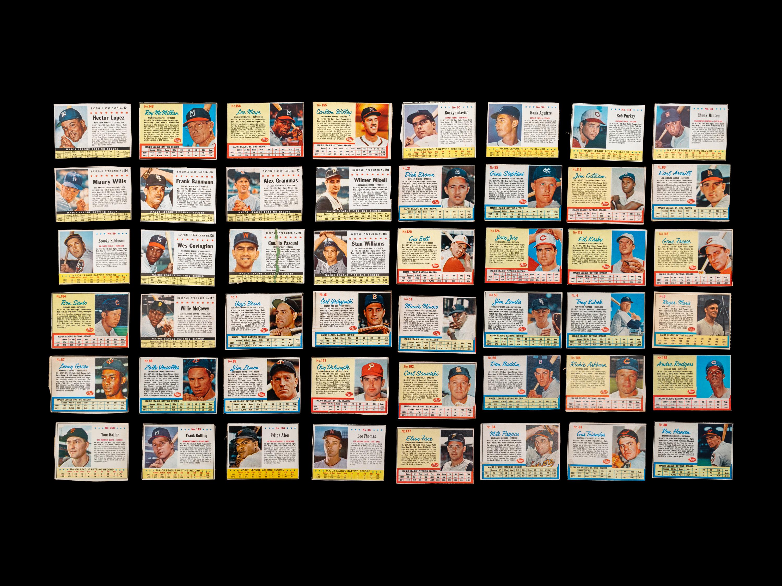 A Group of 48 1960s Post Cereal Baseball Cards Including Hall of Famers and Stars,