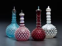 Four Hobnail Glass Barber Bottles