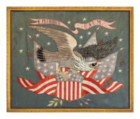 A Chinese Export Stumpwork Embroidered Patriotic Picture