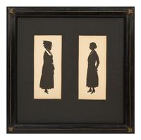 A Pair of Beatrix Sherman Cut Paper Silhouettes Framed as One