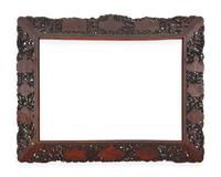A large and impressive Chinese export carved and pierced stained wood frame, 19th century