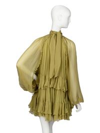 CHLOÉ, GREEN RUFFLE MINIDRESS