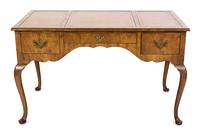A Queen Anne Style Walnut Desk Height 20 x width 49 x depth 27 inches. — MANUFACTURED BY BAKER AND NUMBERED 1615