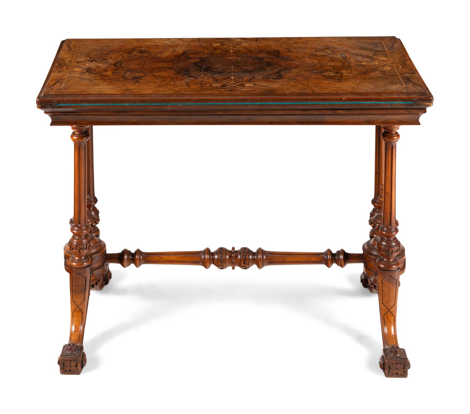A Victorian Burlwood and Inlaid Games Table
