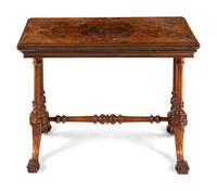 A Victorian Burlwood and Inlaid Games Table