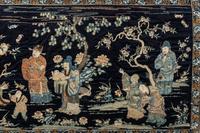A Large Midnight Blue Satin Ground Embroidered Silk Panel