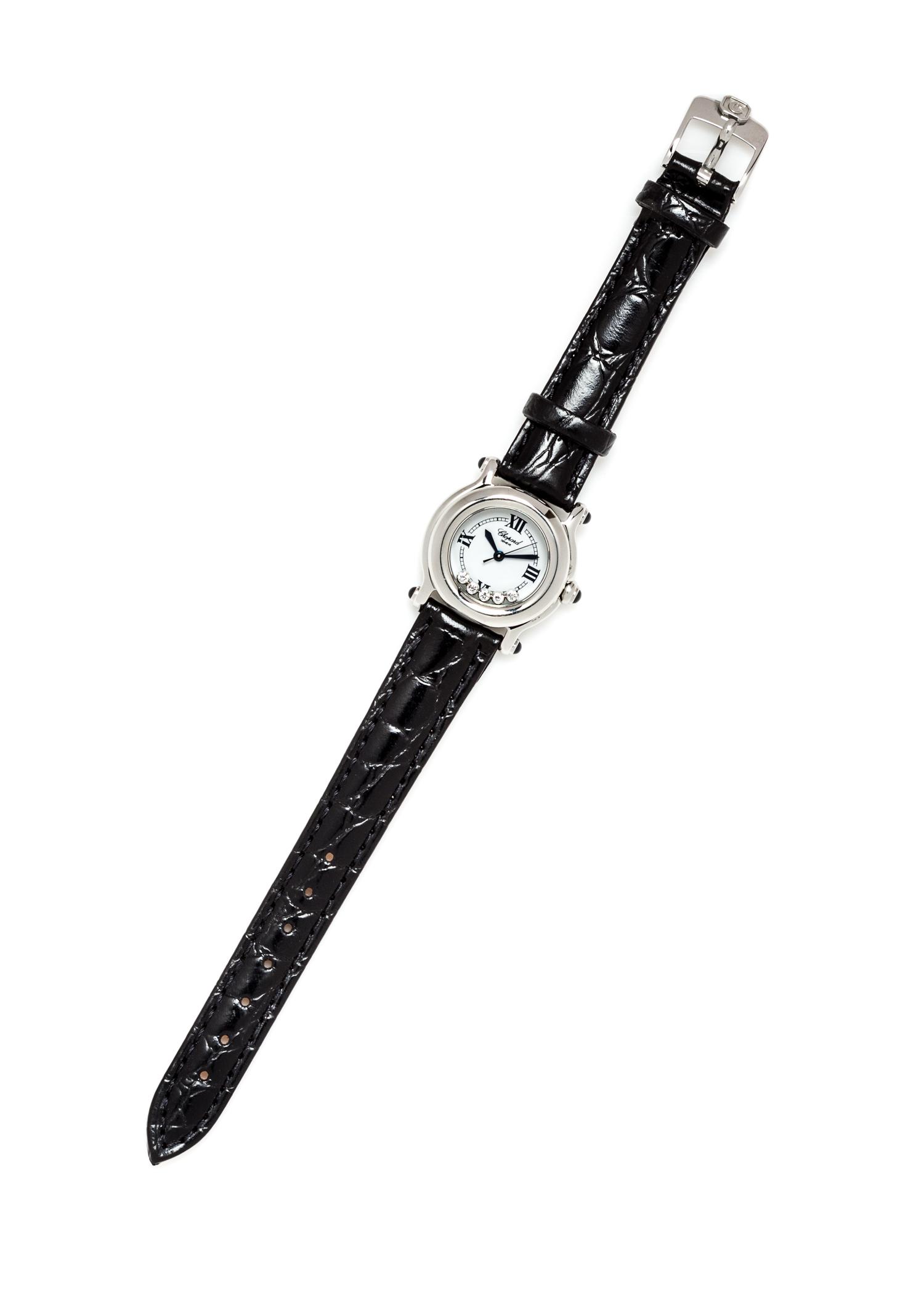 A Stainless Steel and Diamond Ref.8245-23 "Happy Sport" Wristwatch, Chopard, 17.50 dwts.