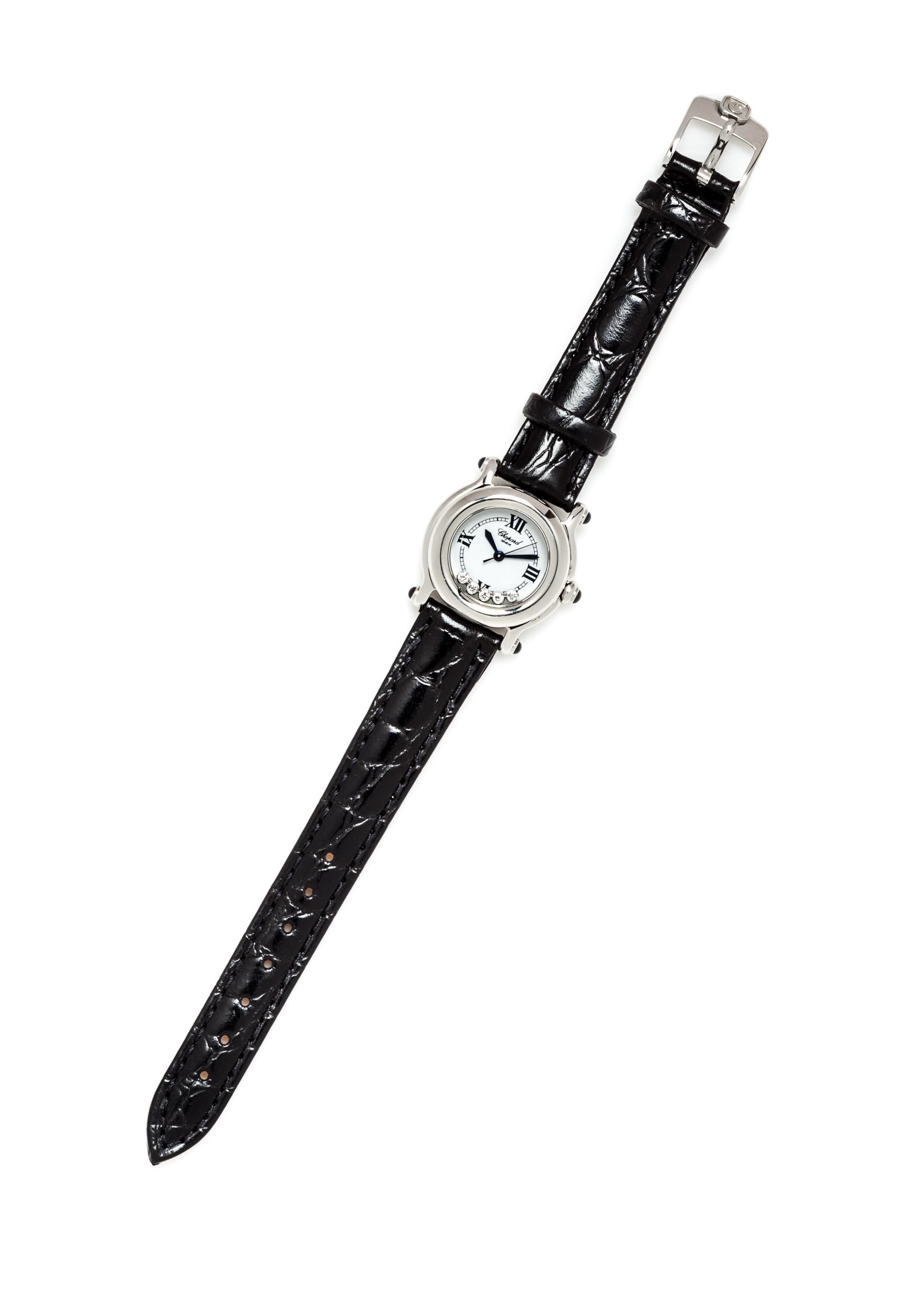 A Stainless Steel and Diamond Ref.8245-23 "Happy Sport" Wristwatch, Chopard, 17.50 dwts.