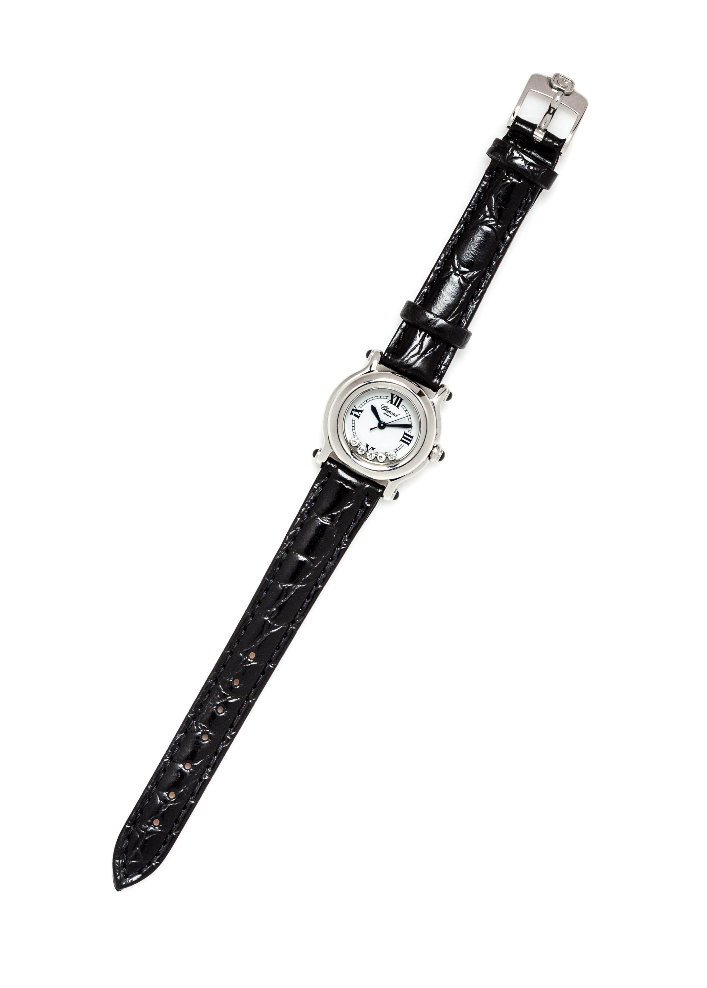 A Stainless Steel and Diamond Ref.8245-23 "Happy Sport" Wristwatch, Chopard, 17.50 dwts.