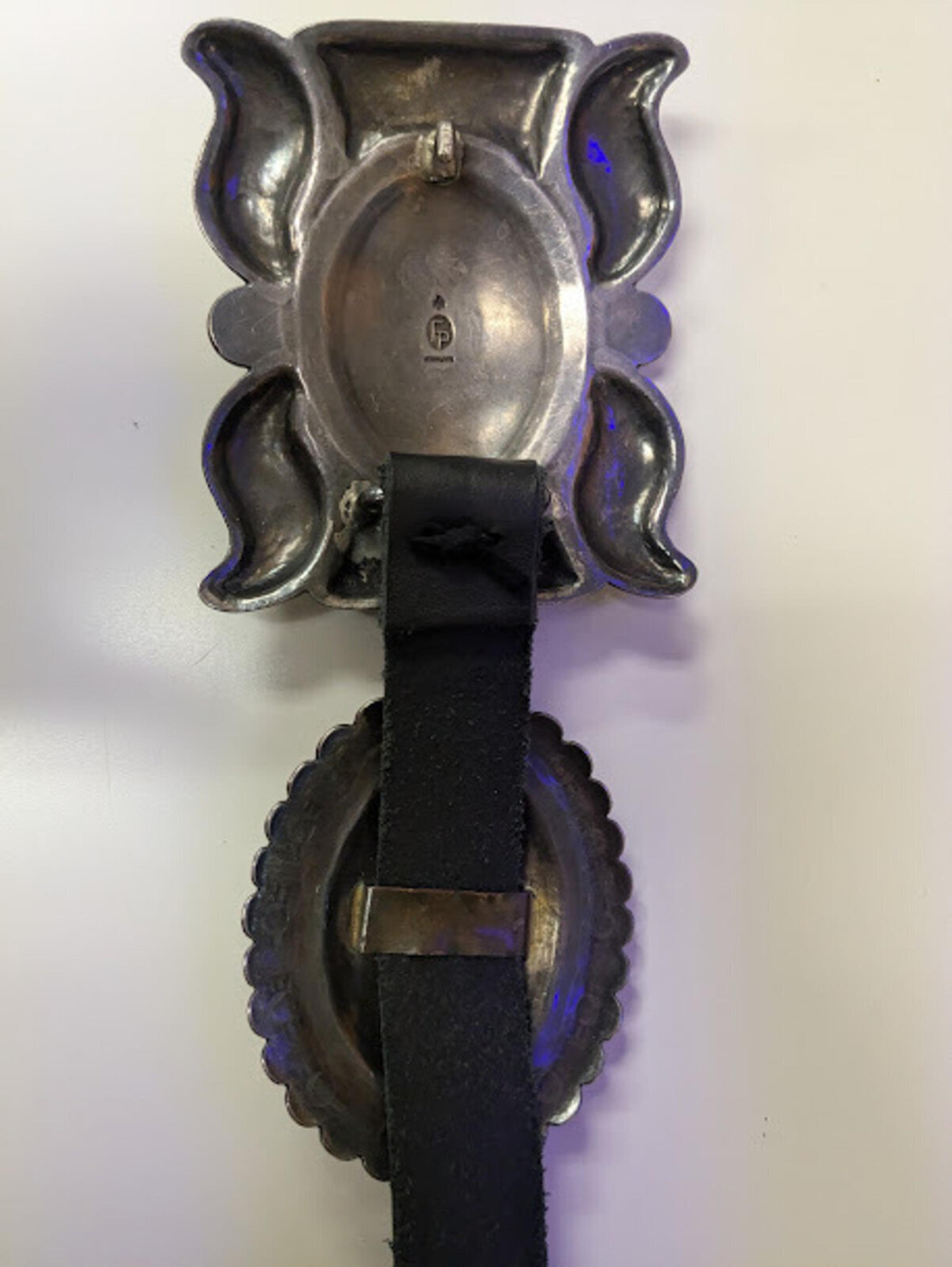 Southwestern-style Sterling Silver and Turquoise Concha Belt