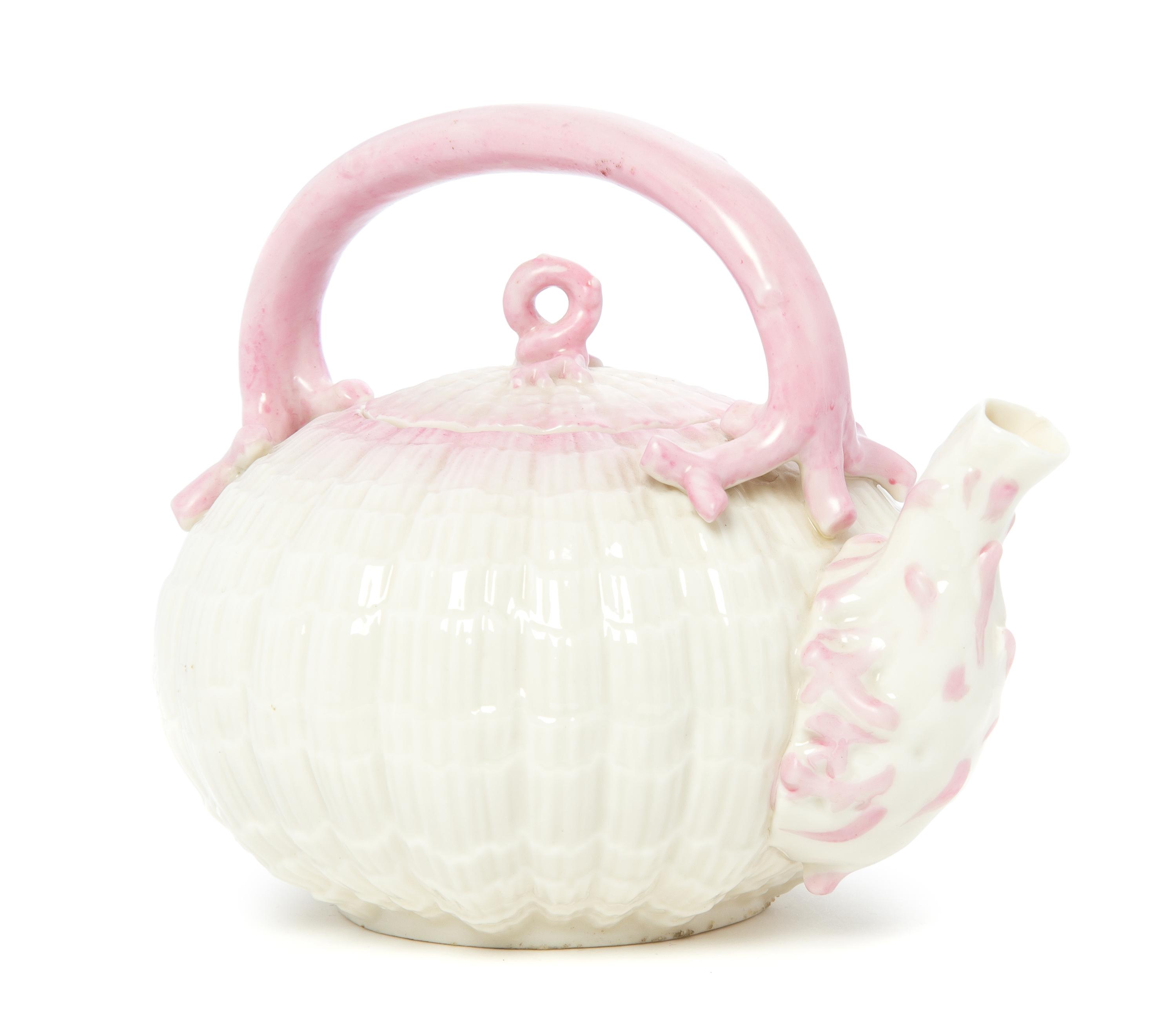 A Belleek Porcelain Teapot, LATE 19TH/EARLY 20TH CENTURY, Height 6 inches. — LATE 19TH/EARLY 20TH CENTURY,