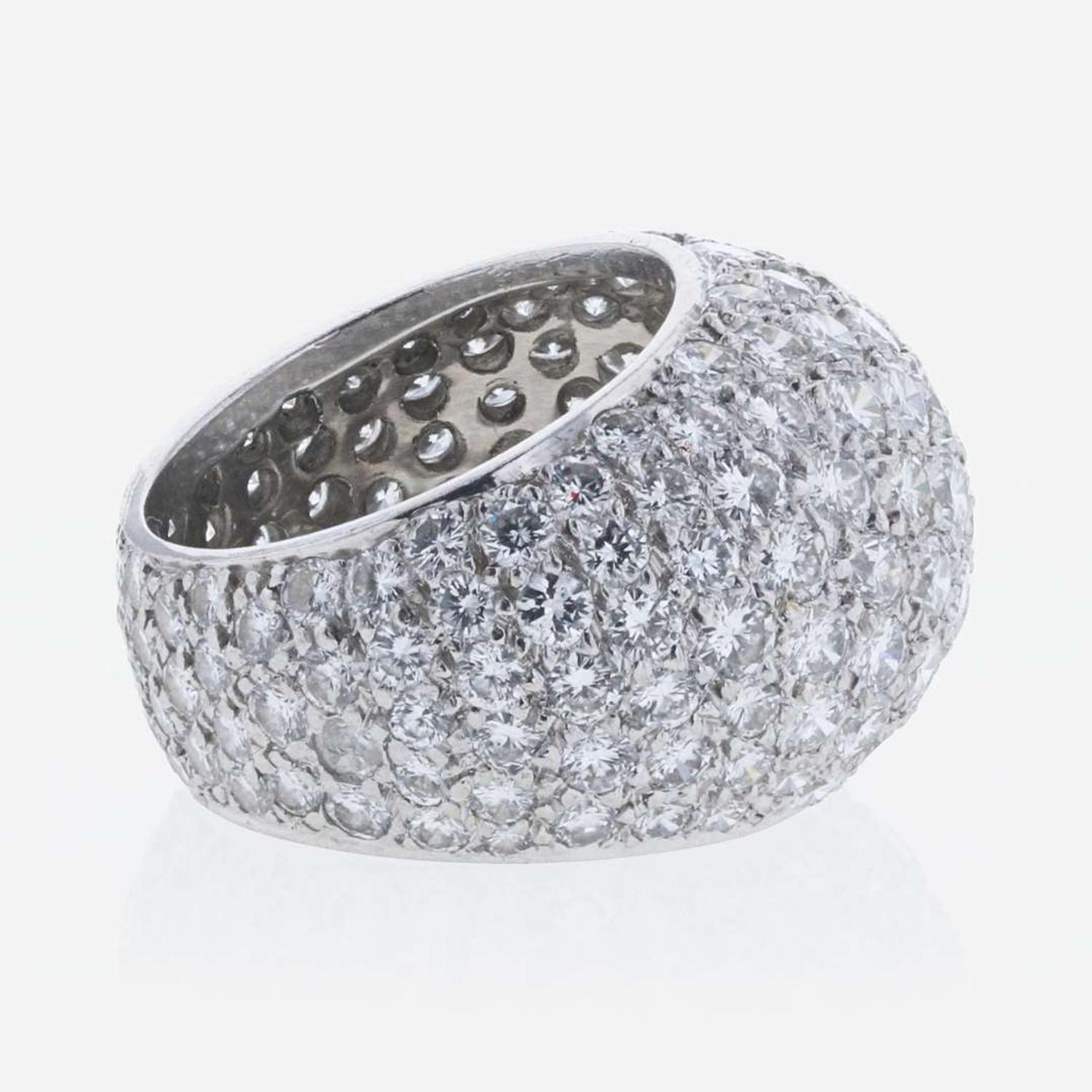 A Pavé-Set Bombé Style Diamond Ring