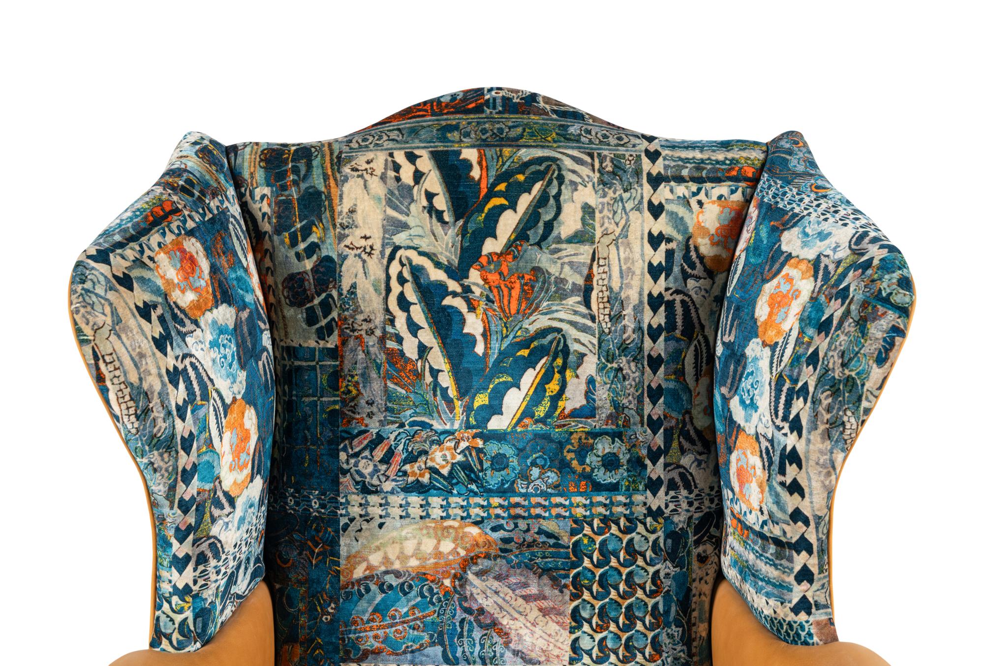 A Baker Upholstered Wingback Armchair