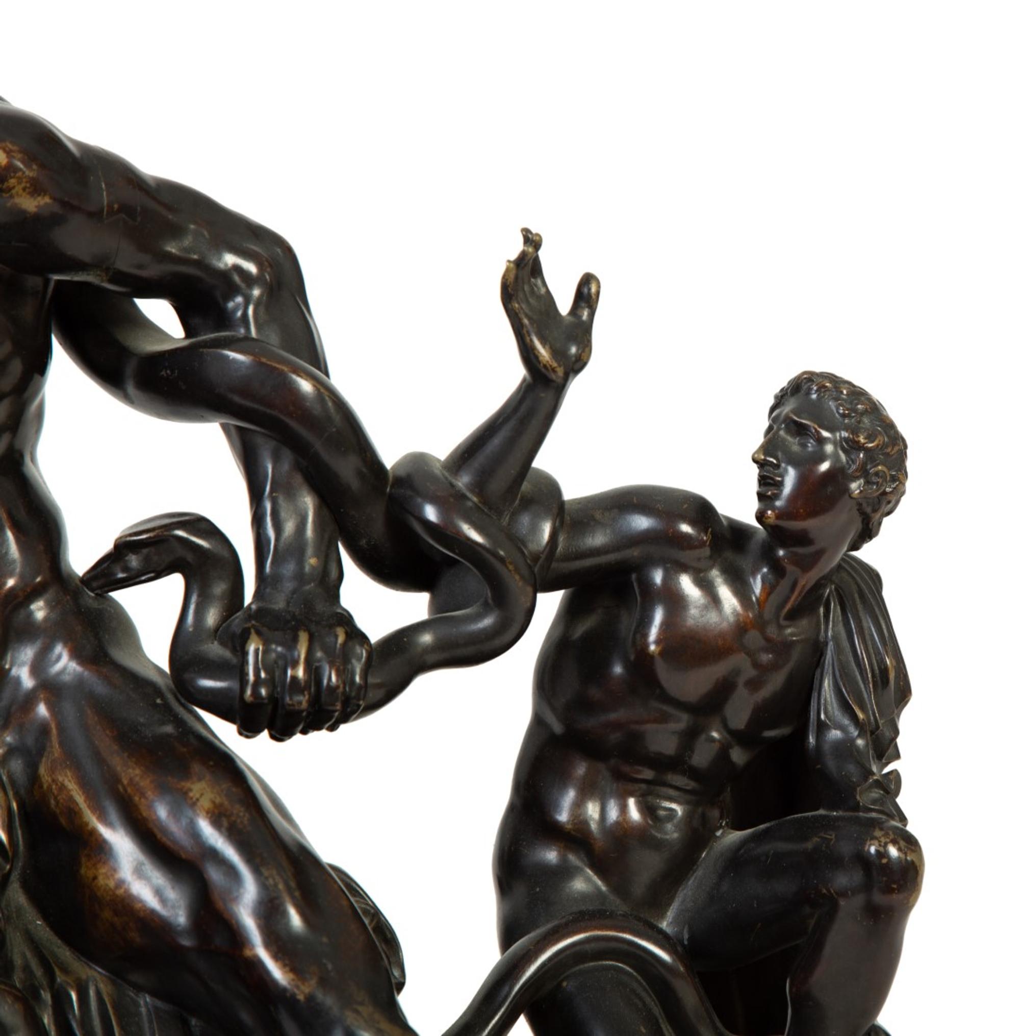 A Continental Patinated Bronze Figural Group After Agesander of Rhodes Depicting Laocoon and His Sons — 19TH CENTURY