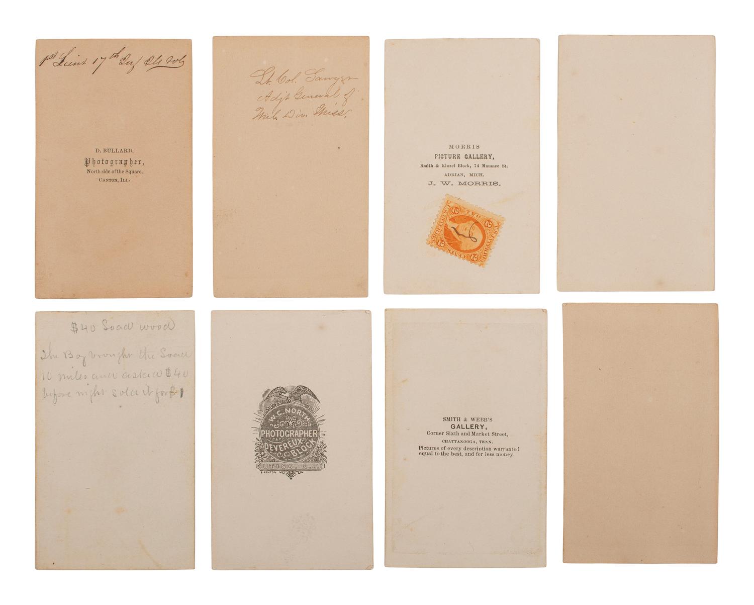 [CIVIL WAR] Civil War CDV collection likely assembled by a soldier, incl. generals, signed portraits, and a view of "The Castle" in Vicksburg, MS.