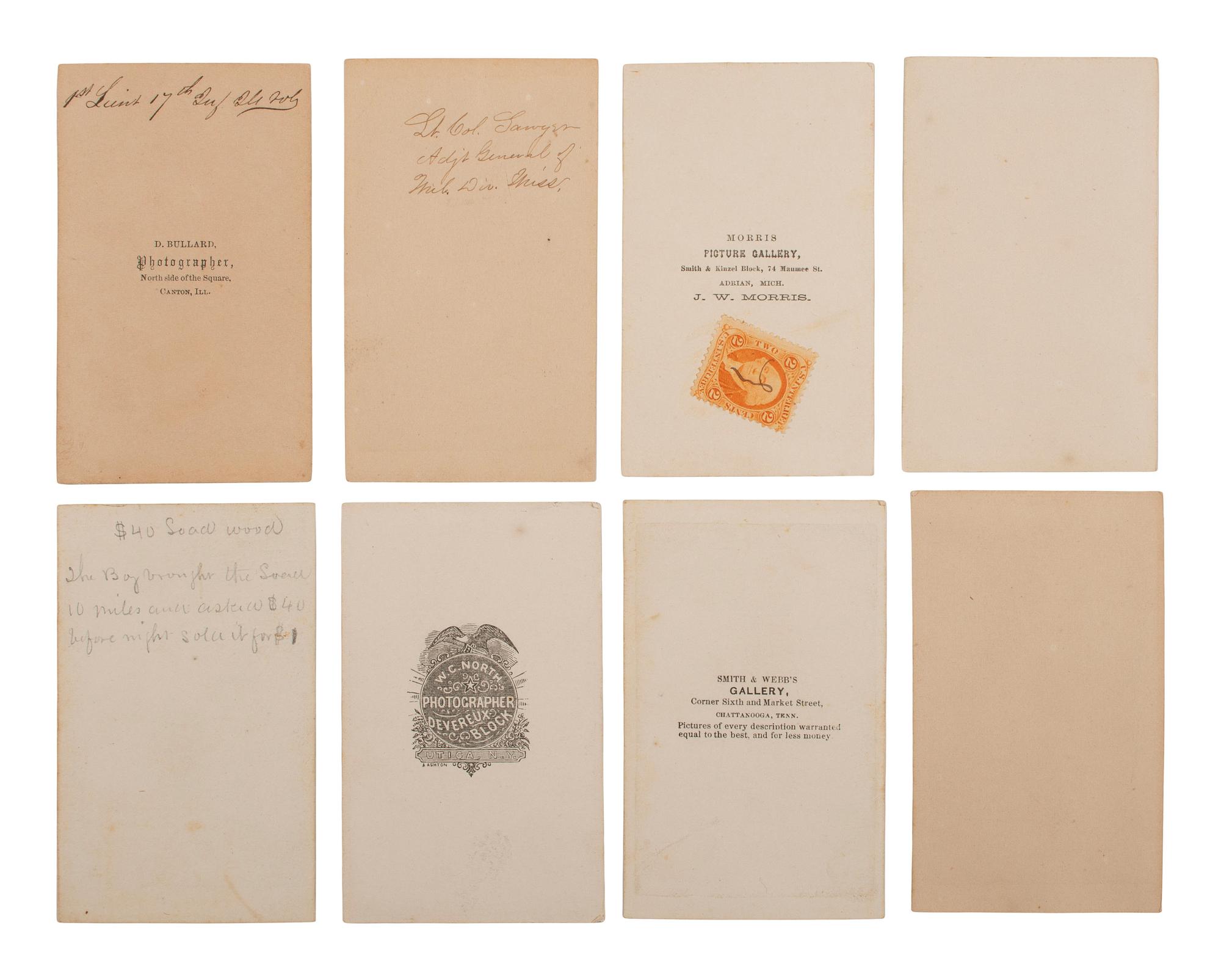 [CIVIL WAR] Civil War CDV collection likely assembled by a soldier, incl. generals, signed portraits, and a view of "The Castle" in Vicksburg, MS.