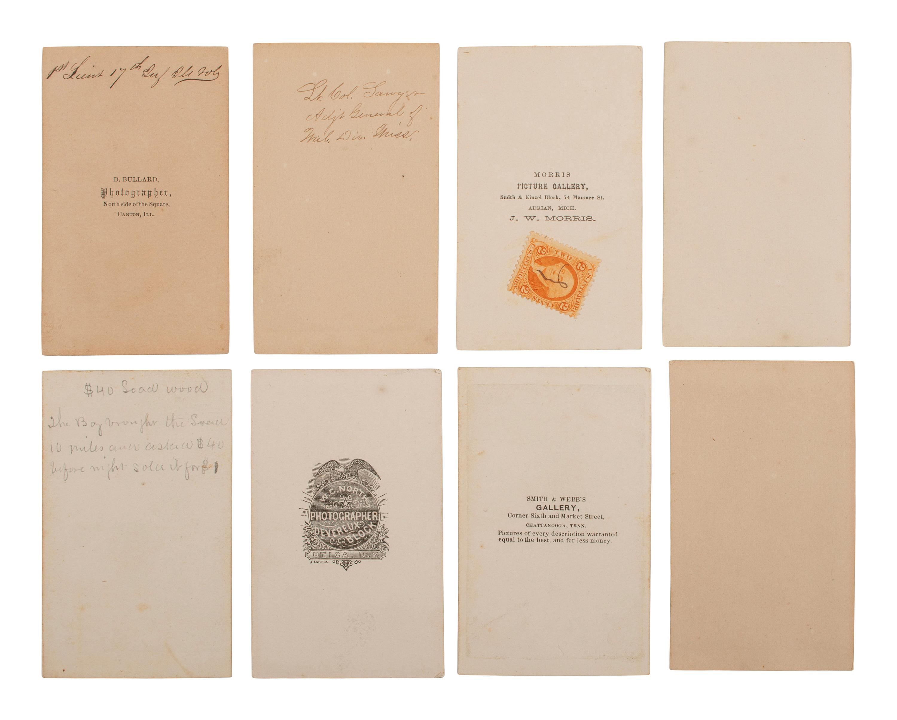 [CIVIL WAR] Civil War CDV collection likely assembled by a soldier, incl. generals, signed portraits, and a view of "The Castle" in Vicksburg, MS.