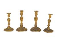 Two Pairs of Louis XV Style Gilt Bronze Candlesticks