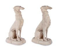 A Pair of Resin Models of Seated Hounds