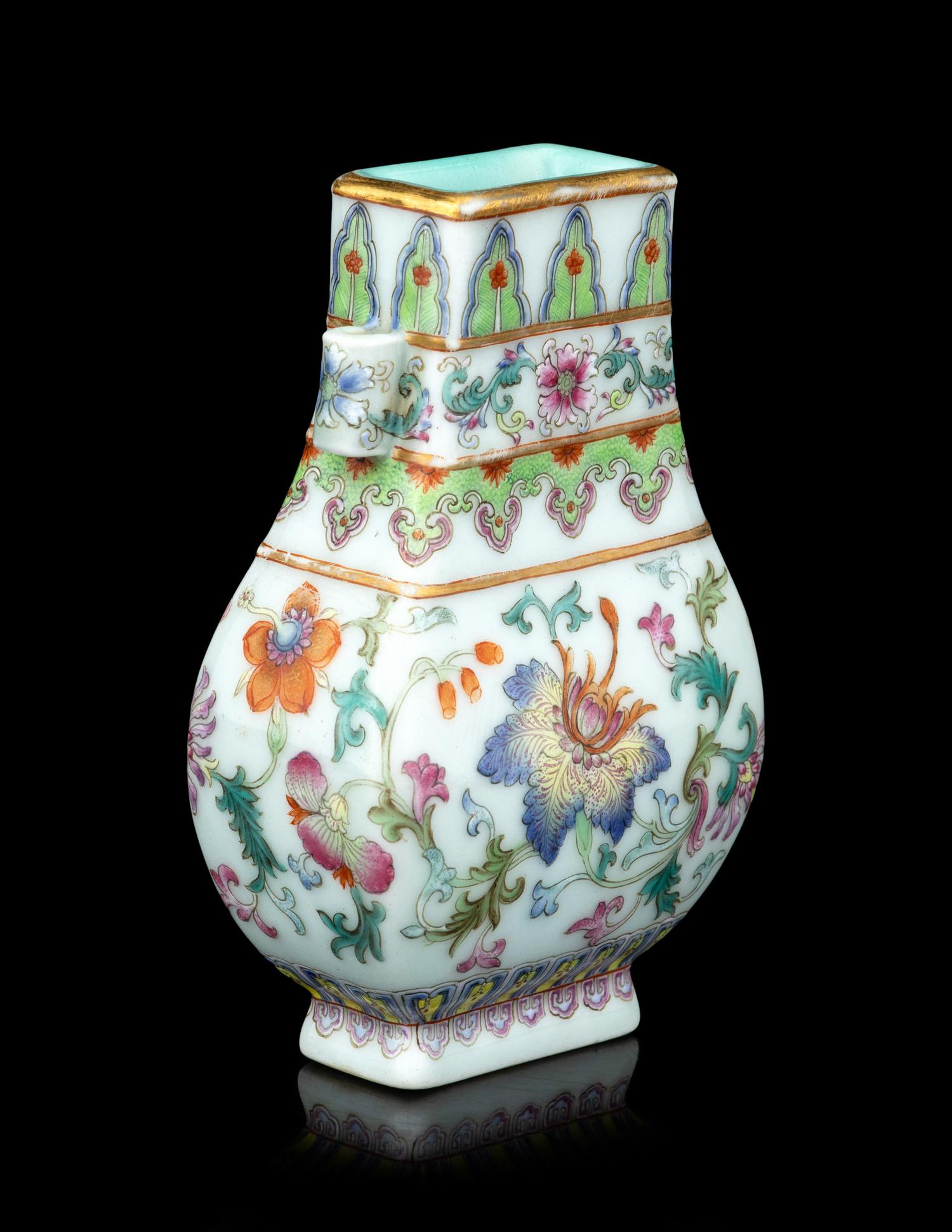 A Small Familled Rose Porcelain Hu Vase