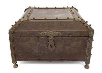 A Mamluk Revival Brass and Mother-of-Pearl Inlaid Box