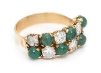 A Yellow Gold, Diamond and Emerald Ring, 2.40 dwts.