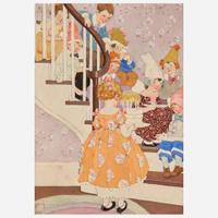 Gertrude Alice Kay (American, 1884-1939) The Birthday Party on the Stairs from 'Adventures in Our Street'