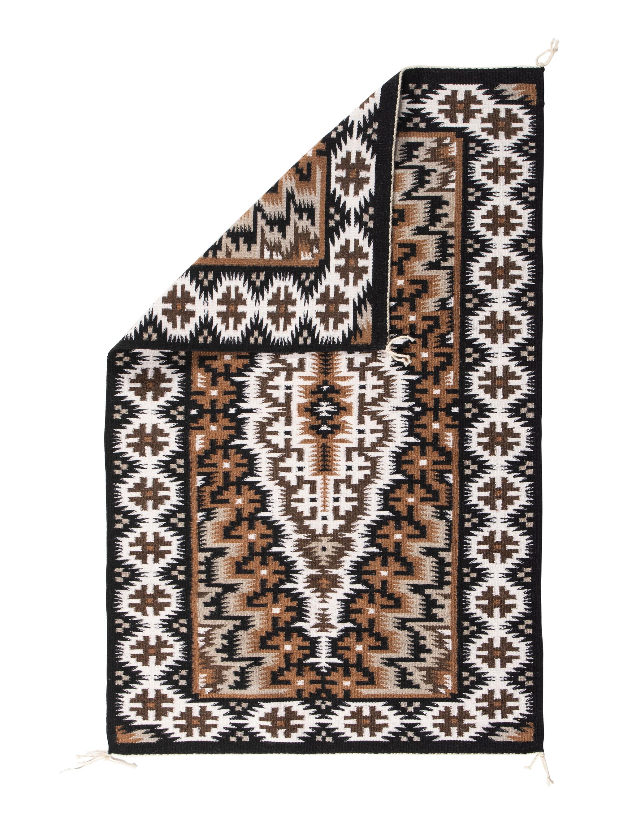 Navajo Two Grey Hills Weaving / Rug Coyote Threw the Stars Up
