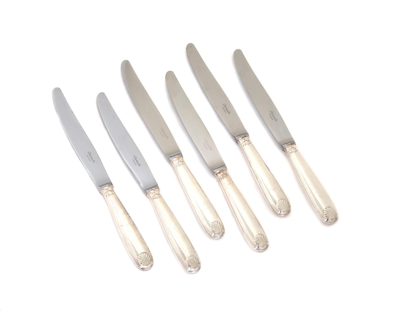 A Set of Twenty-One Silverplated Knives Length 9 5/8 inches. — Christofle, France