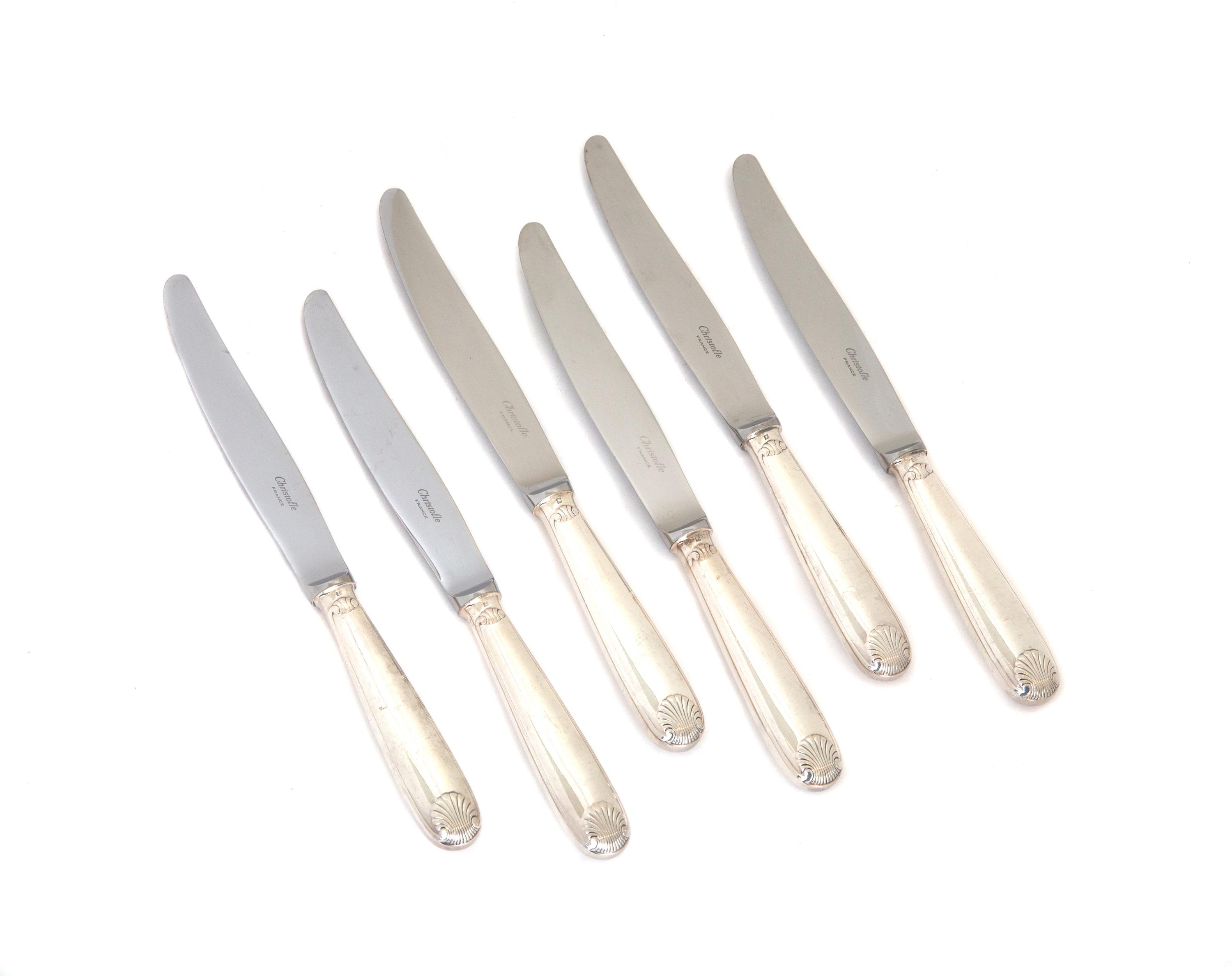 A Set of Twenty-One Silverplated Knives Length 9 5/8 inches. — Christofle, France