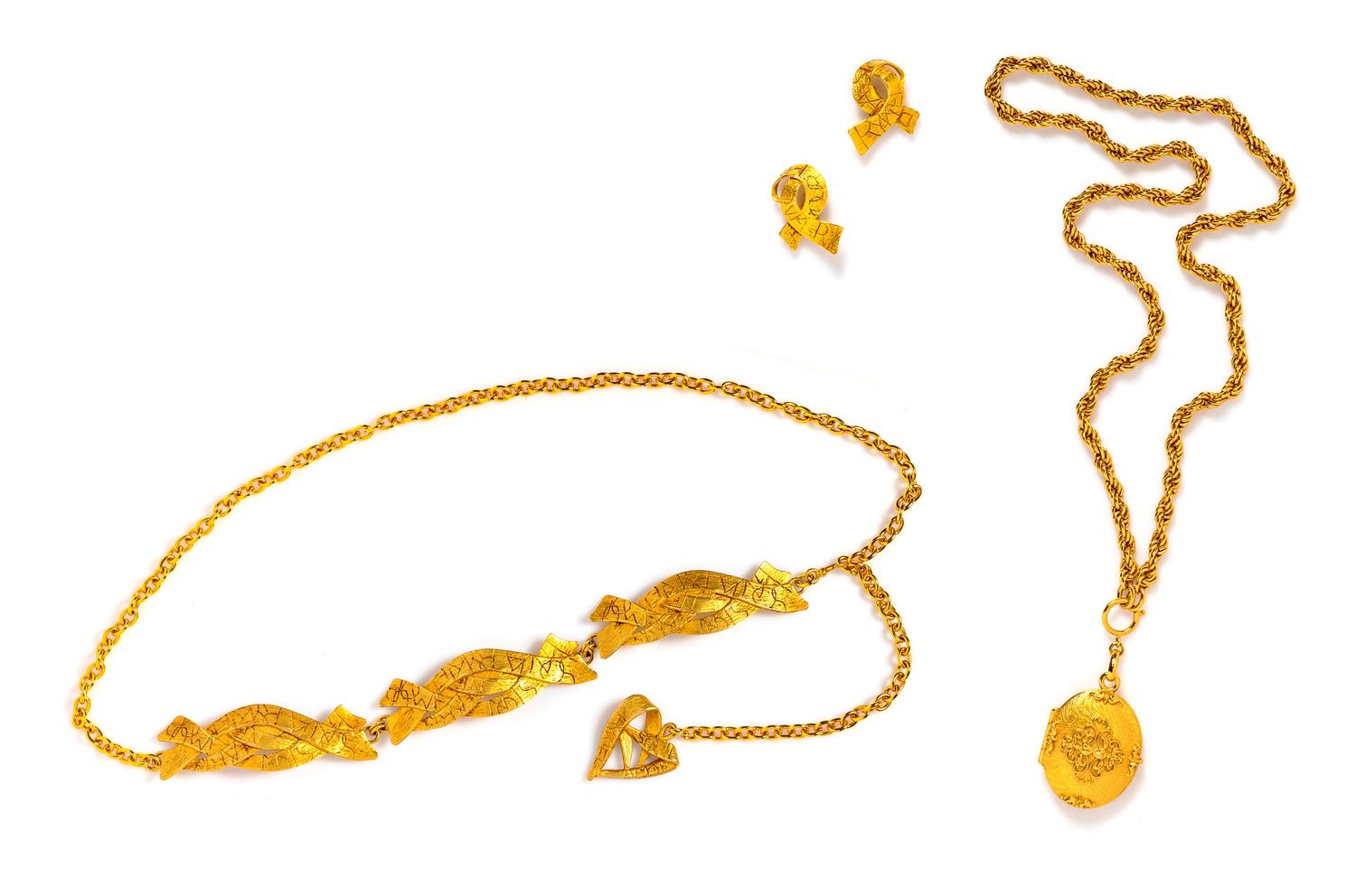 Sonia Rykiel Belt with Matching Earclips with A Locket Necklace,