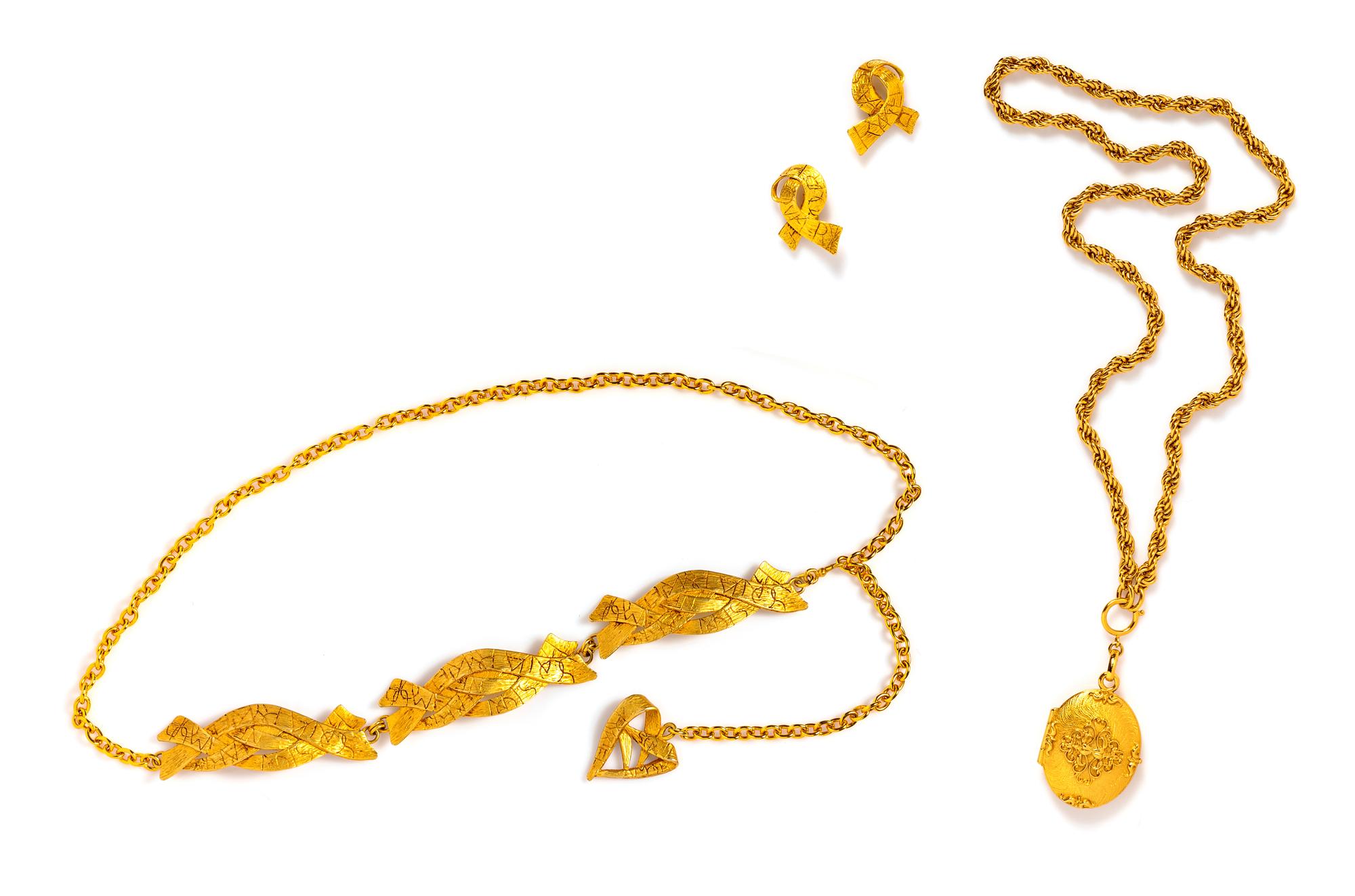 Sonia Rykiel Belt with Matching Earclips with A Locket Necklace,