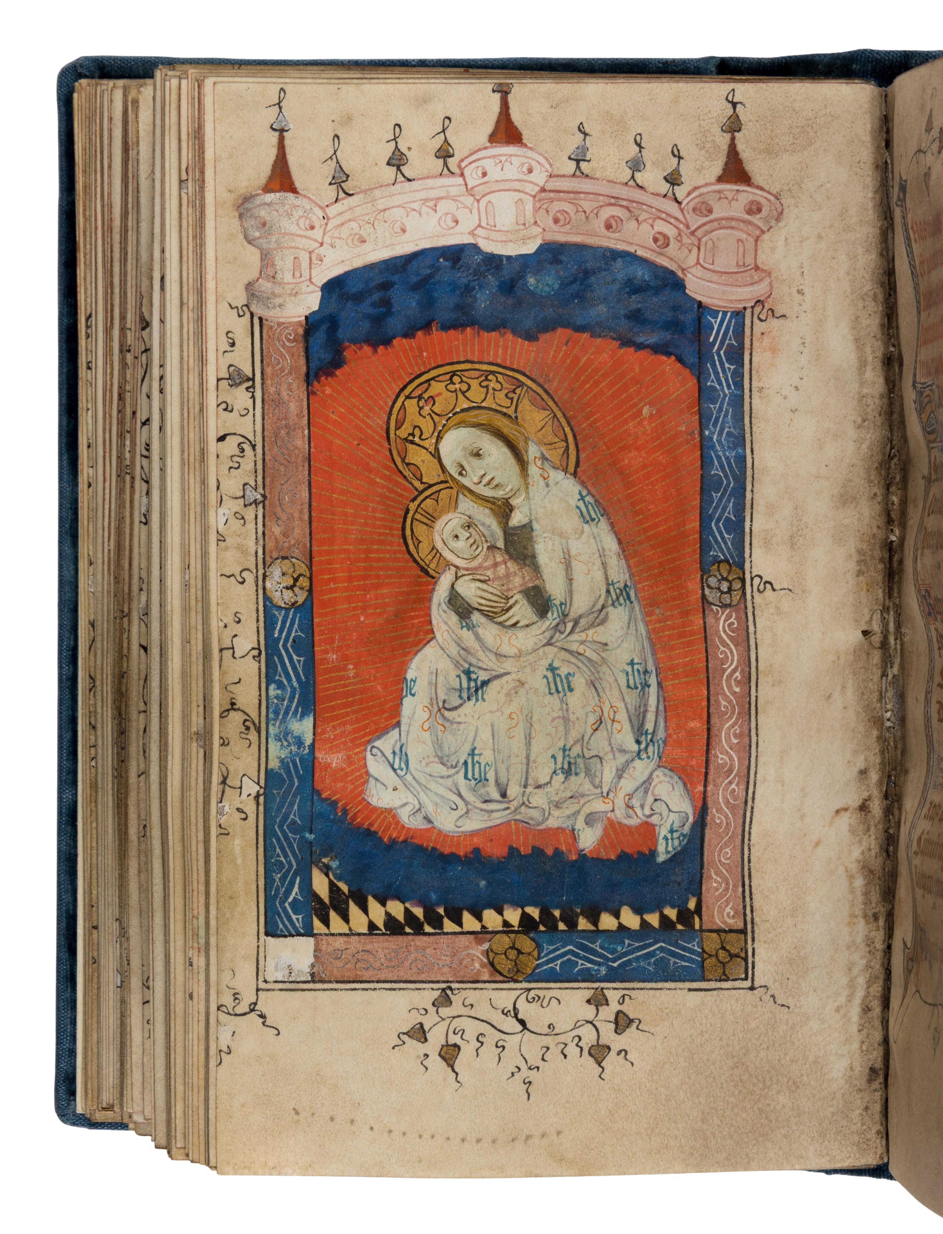 PINK CANOPIES GROUP (Bruges, active c. 1390-1400) with ENGLISH ILLUMINATOR Book of Hours, in Latin, illuminated manuscript on parchment [Southern Netherlands, Bruges ?, c. 1390–1400 and England c. 1400]