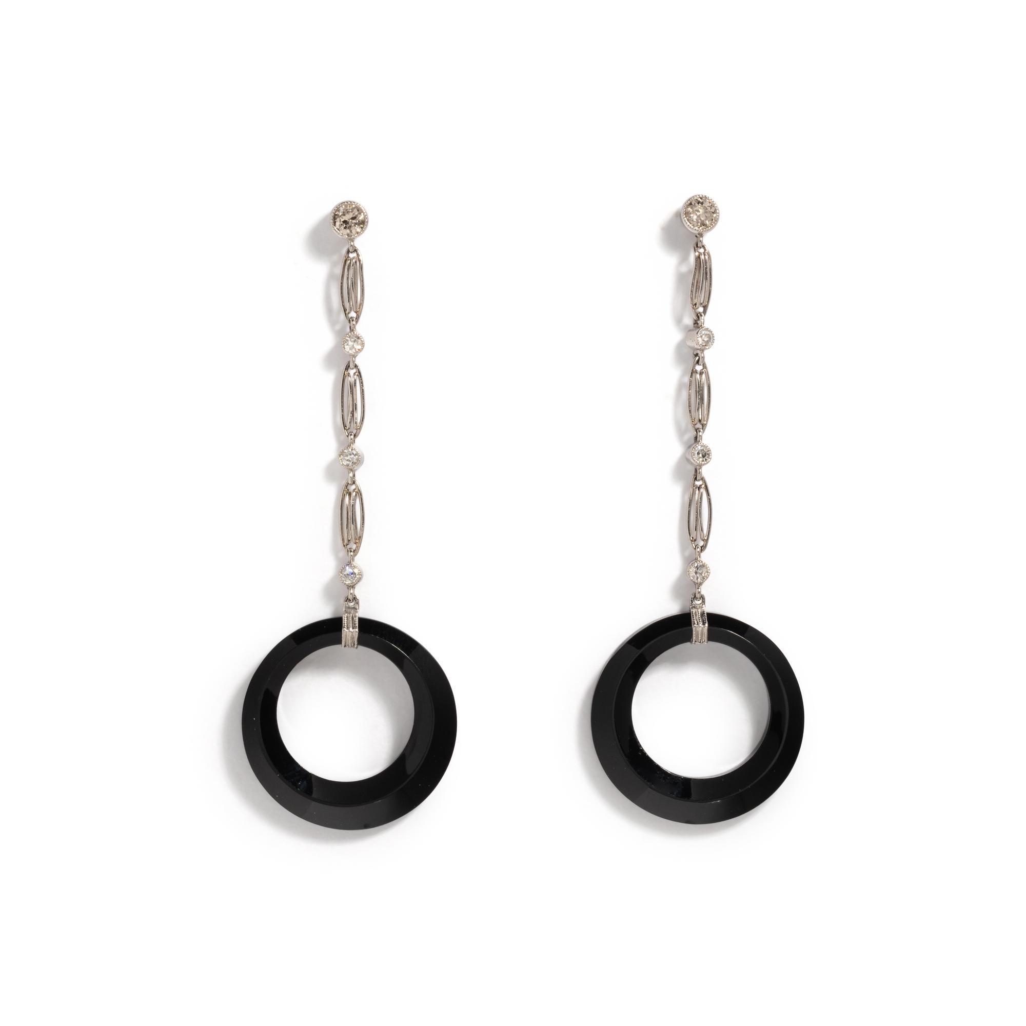 DIAMOND AND ONYX EARRINGS