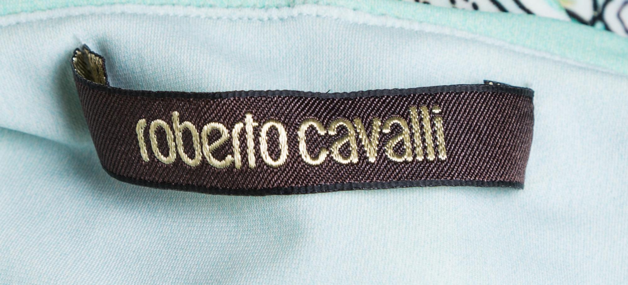 A Roberto Cavalli Mint Green Floral Print Dress, Size 44.