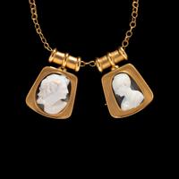 Two Large Roman Onyx Cameos — Set in modern gold pendants