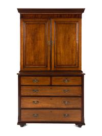A George III Oak and Mahogany Linen Press